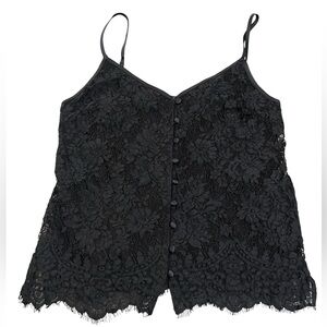Abercrombie & Fitch black lace button front spaghetti strap camisole tank top